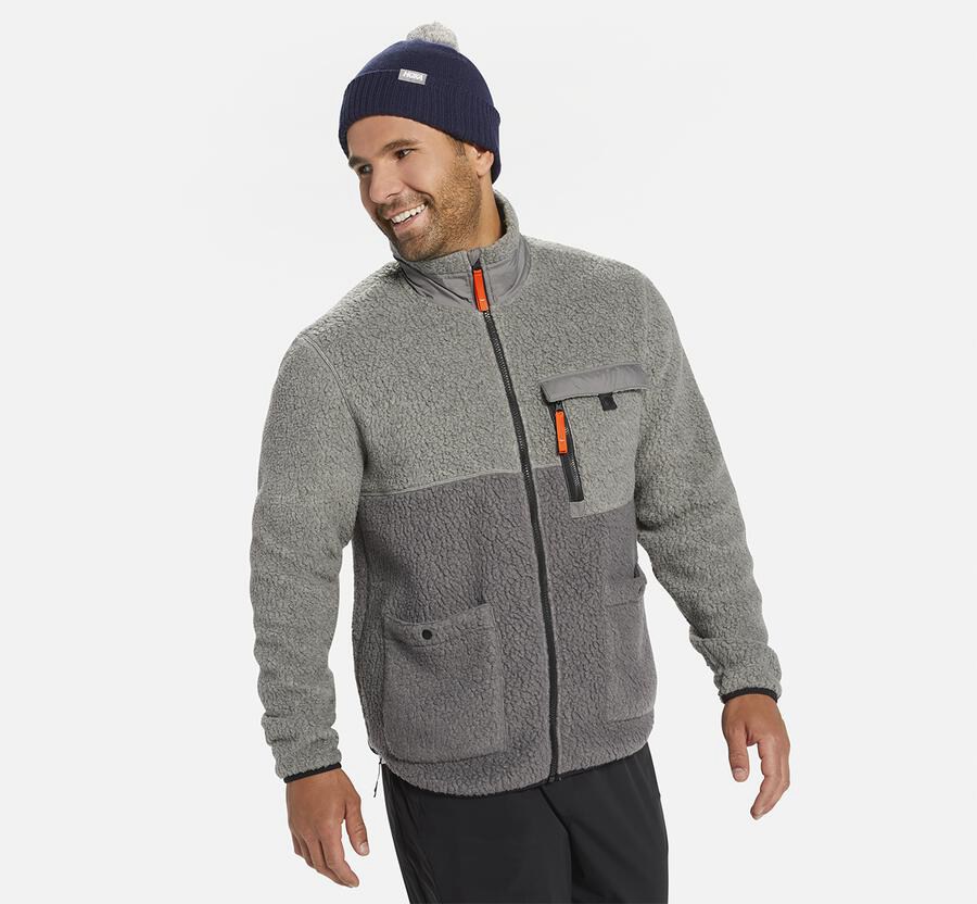 Hoka Mens Jackets NZ - Hoka Fleece Sky Grey (XZG572043)